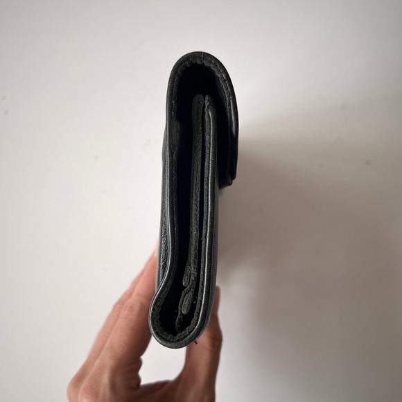 Vintage Black Leather Wallet Rare One Dollar Coin‎ Minimalist Unisex Billfold - Picture 6 of 9